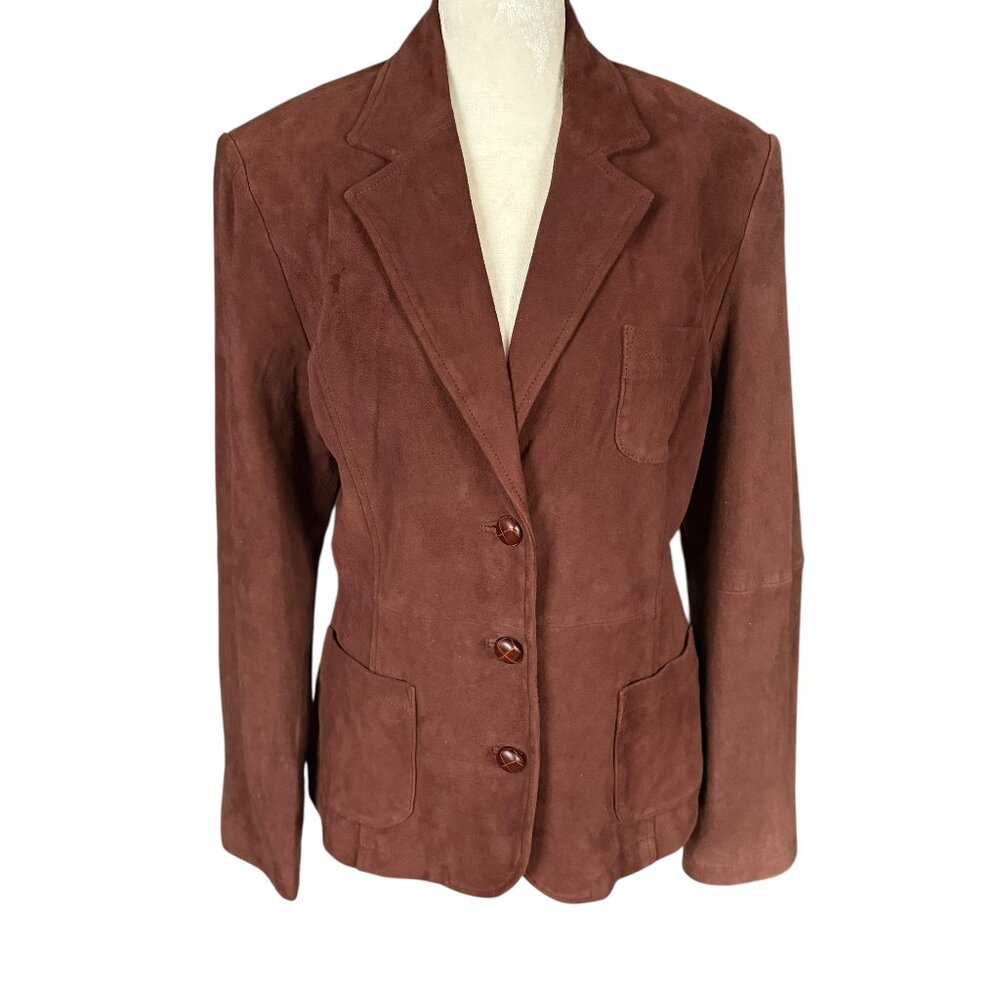 Lilly Pulitzer vintage brown fully lined button down lamb suede blazer small